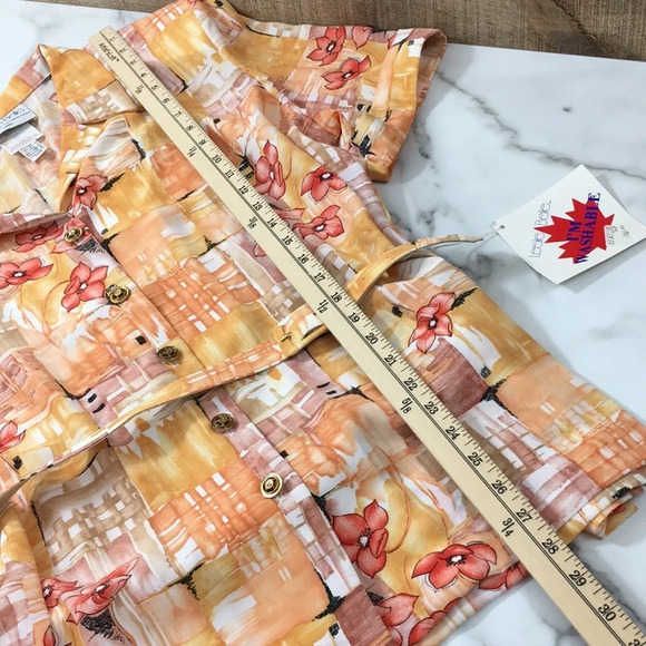 Leslie Belle Vintage Skirt Top Set Orange Floral - Picture 8 of 16